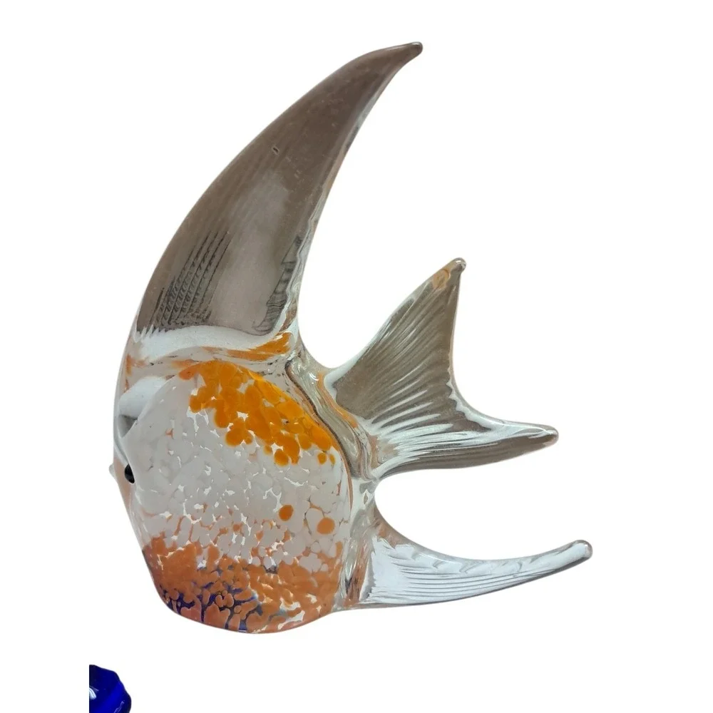 Partylite Glass Fish Figurine with Colorful‎ Base Decor Spot For A Candle